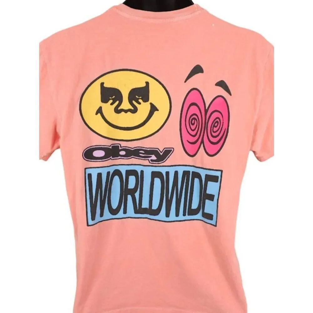 Obey Worldwide T Shirt Mens Size Small Pink Streetwear